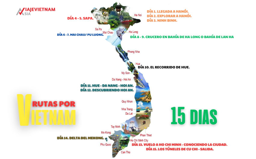 RUTAS POR VIETNAM 15 DIAS - ITINERARIO RECOMENDADO