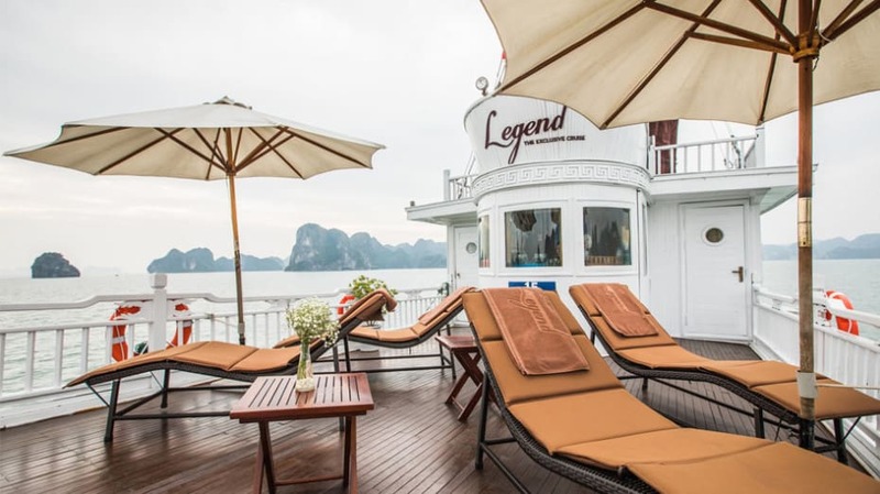 chairs and umbrellas on a deck of a boatbhaya legend 1 cruise 7