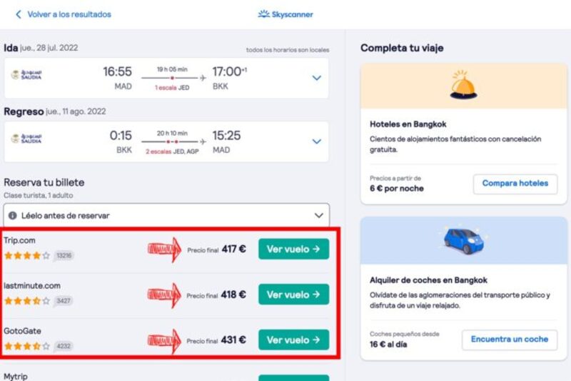 Costos de pasajes aéreos a Tailandia